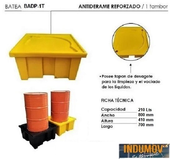 Batea Monoblock Antiderrame Para Un Tambor - Imagen 2