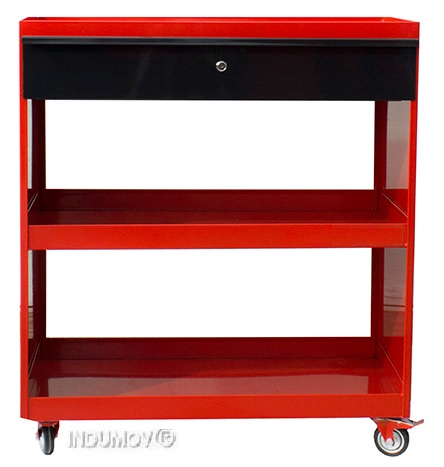 mesa rodante de dos bandejas y cajon cerradura