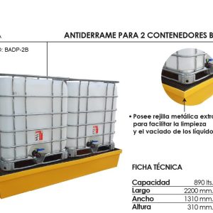 Batea Plástica Antiderrame Para Dos BINS