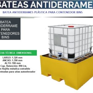 Batea Plástica Antiderrame Para Un Bins Rejilla Metálica